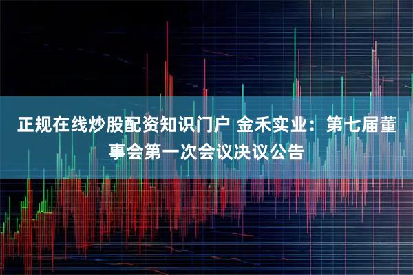 正规在线炒股配资知识门户 金禾实业：第七届董事会第一次会议决议公告